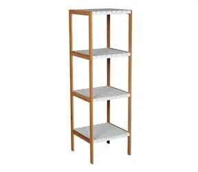 MSV REGIE bambusový regál - 4 police bílý / MDF / 85 cm