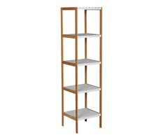 MSV REGIE bambusový regál - 5 police bílý / MDF / 85 cm