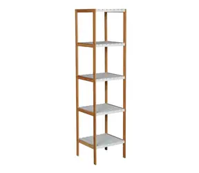 MSV REGIE bambusový regál - 5 police bílý / MDF / 85 cm