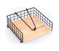 MSV ELIE držák na ubrousky s těžítkem matná černá / ocel / dřevo