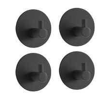 MSV KHEO háčky na ručníky 4 ks matně černé / ocel / samolepící / 45 x 27 mm