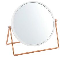MSV PRETTY kosmetické zvětšovací zrcátko bílá / plast / měděný stojánek