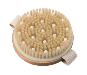 MSV NATUR masážní a exfoliační kartáč se štětinami / kulatý / dřevo
