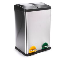 MSV TRI SELECTIF pedálový koš na tříděný odpad 2 x 20 L kartáčovaná nerez ocel