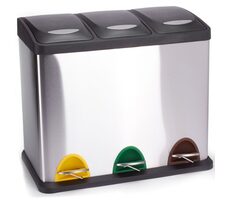 MSV TRI SELECTIF pedálový koš na tříděný odpad 3 x 20 L kartáčovaná nerez ocel