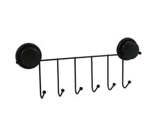 MSV MEGA VENTOUSES věšák s přísavkou s 6 háčky černý / ocel / plast / 38 cm