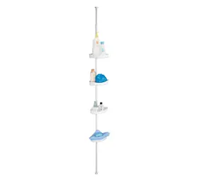 MSV FREESTAND teleskopická rohová police do sprchy bez vrtání bílá / ocel/plast / 245 cm