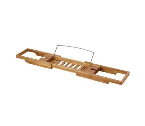 MSV podnos do vany bambusový s nastavitelnou délkou / 70 cm - 91.5 cm
