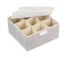 MSV prodyšný zásuvkový box s 9 přihrádkami šedý / polypropylen / 26.5 x 26.5 x 13 cm