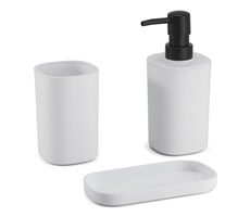 MSV LONA sada 3 ks koupelnových doplňků bílá / plast