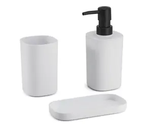 MSV LONA sada 3 ks koupelnových doplňků bílá / plast