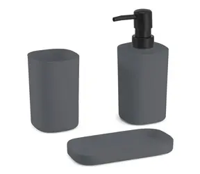 MSV LONA sada 3 ks koupelnových doplňků tmavě šedá / plast