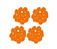 MSV GALETS sada 4 protiskluzových podložek ve tvaru oblázků oranžová / PVC / 12 x 13 cm