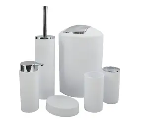 MSV HANNAH sada 6 ks koupelnových doplňků bílá / plast