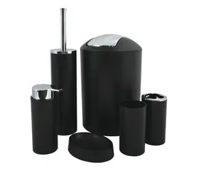 MSV HANNAH sada 6 ks koupelnových doplňků matná černá / plast