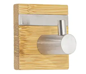 MSV FLAVIO samolepící háček na ručníky bambus / nerez ocel / 45 x 31 mm