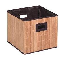 MSV skládací úložný box bambus/černý / 32 x 31 cm