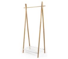 Compactor Bamboo Stender - Bambusový stojan na šaty s bílou policí na boty / 80 x 44 x 160 cm