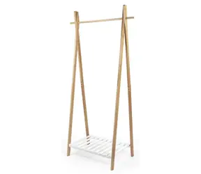 Compactor Bamboo Stender - Bambusový stojan na šaty s bílou policí na boty / 80 x 44 x 160 cm