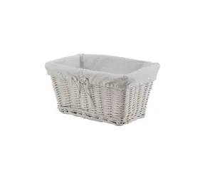 Compactor Toledo Proutěný úložný košík s  čalouněním bílý / 38 x 25 x v.20 cm