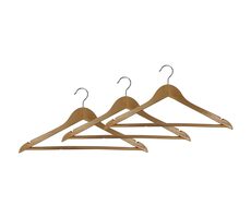 Compactor Sada 3 ks dřevěných ramínek z přírodního dřeva se zářezy a tyčkou / šířka 44.5 cm