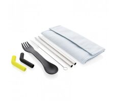 XD Design Set příborů a slámek Tierra / 2ks / světle modrá