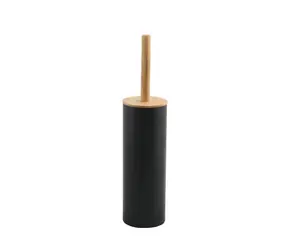 Spirella ADONIS WC štětka s kovovou nádobou matná černá / ocel / bambus