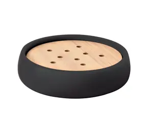 Spirella SVEN mýdlenka černá / polyresin / dřevo