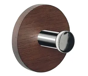 Spirella PUNT-Round dřevěný háček na ručníky ořech / samolepící / průměr 50 mm