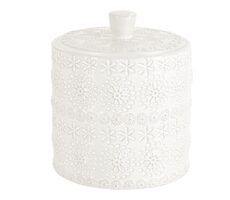 Spirella RELIEF dóza na odličovací tampony bílá / porcelán