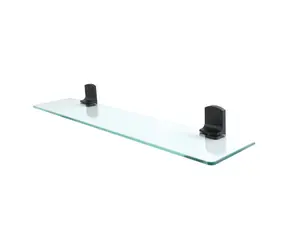 Spirella TAKU nástěnná polička 60 cm matná černá / ocel / sklo