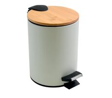 Spirella ADONIS pedálový odpadkový koš 3 L matná bílá / ocel / bambusové víko