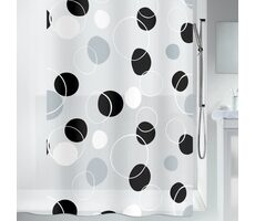 Spirella BUBBLE sprchový závěs motiv kroužky bílo-černý / PEVA / 180 x 200 cm