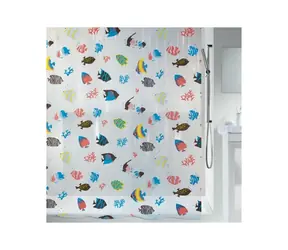 Spirella FISH sprchový závěs motiv rybičky čirý / 180 x 200 cm / PEVA