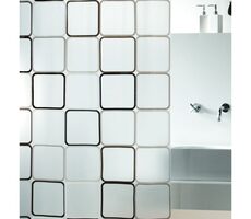 Spirella FRAME sprchový závěs motiv čtverců bílo-černý / PEVA / 180 x 200 cm