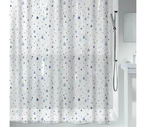 Spirella WATERDROP sprchový závěs motiv kapky 180 x 200 cm bílo-modrý / PEVA