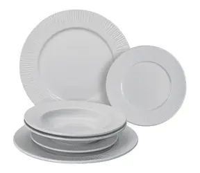 Lamart Fancy Sada jídelních kulatých talířů 6ks bílá / porcelán