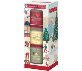 Yankee Candle dárková sada 3 skleněných votivních svíček Holiday Party 2025
