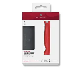 VICTORINOX Swiss Classic Skládací nůž a prkénko set 2 ks červená / vroubkované ostří / délka čepele 11 cm 