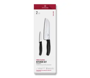 VICTORINOX Swiss Classic Kuchyňské nože set 2 ks černá / rovné a vroubkované ostří