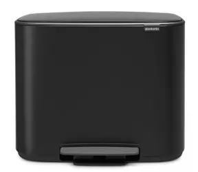 Rozbaleno - Brabantia Bo Pedálový odpadkový koš na tříděný odpad 3 x 11 L černá / 54 x 44 x 36.3 cm / rozbaleno