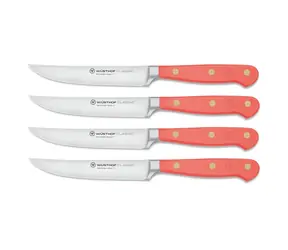 Wüsthof Sada 4 nožů na steaky Classic Colour 12 cm Coral Peach / rovné ostří 