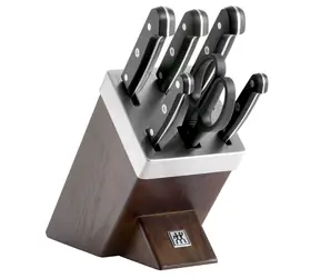 Zwilling Gourmet Blok s noži a nůžkami / jasanové dřevo / automatické ostření nožů / 1x nůžky / 5x nůž / 1x blok