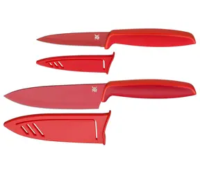 WMF Touch Sada nožů 2 ks červená / 1x nůž šéfkuchaře 13 cm / 1x univerzální nůž 9 cm / kryty čepele