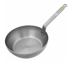 De Buyer Mineral B hluboká ocelová pánev s plochou rukojetí 28 cm