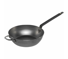 De Buyer Mineral B hluboká ocelová pánev s plochou rukojetí 32 cm