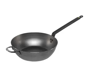 De Buyer Mineral B hluboká ocelová pánev s plochou rukojetí 32 cm