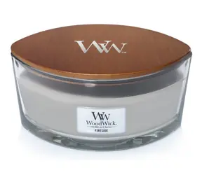 WoodWick Fireside Elipsa 453.6g - svíčka loď / doba hoření: až 40 h