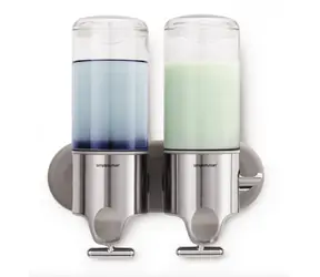 Simplehuman BT1028 Dávkovač mýdla a šamponu na zeď / 2x 444 ml / nerez