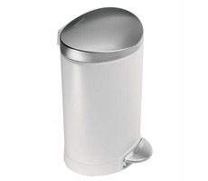 Simplehuman Pedálový odpadkový koš  – 6 l / půlkulatý/ FPP bílá/víko a pedál matná ocel